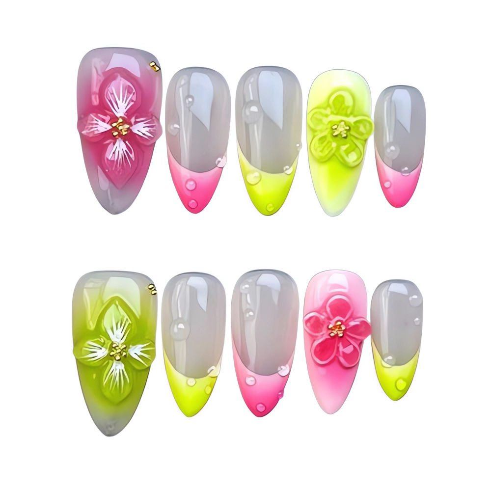 H072 Sweet Garden Delight Nail Art Set Bloom Handmade Nails