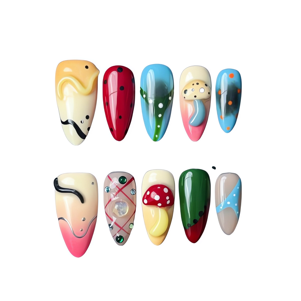 P070 Summer Mushroom Press On Nails for Every Mood