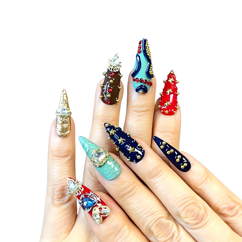 P082 Galactic Royalty 3D Press On Nails Jewel Enchantment Set