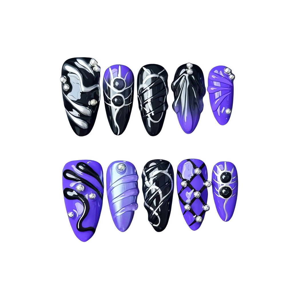 P100 Midnight Web Gothic Chrome Nails Purple Mermaid Nail