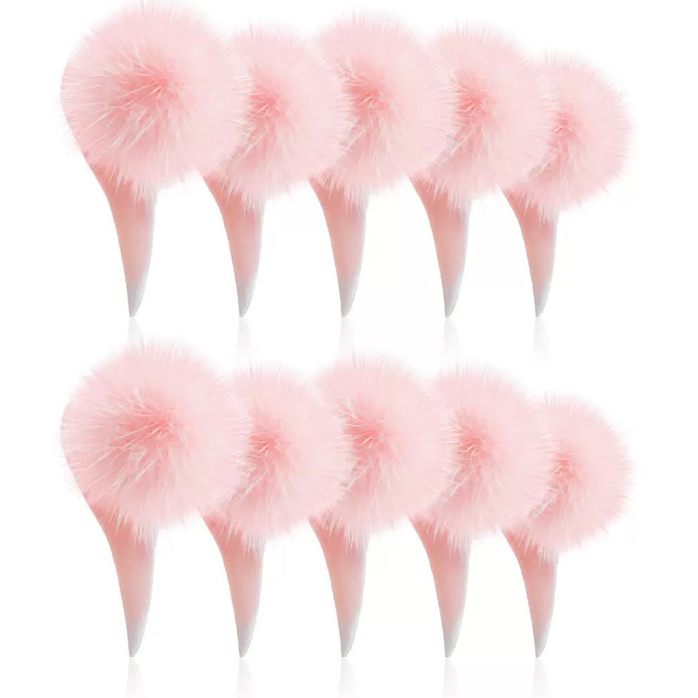 A1 Sweet Soft Pink Fluffy Pom Pom Nails Fur Nails Set